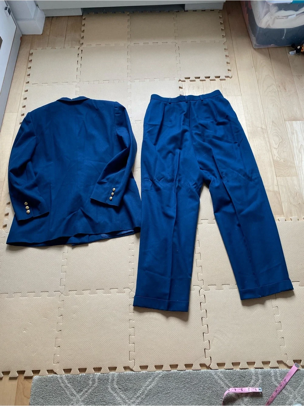 Talbots Classic Double-Breasted Navy Blazer & Trousers Set Size 16